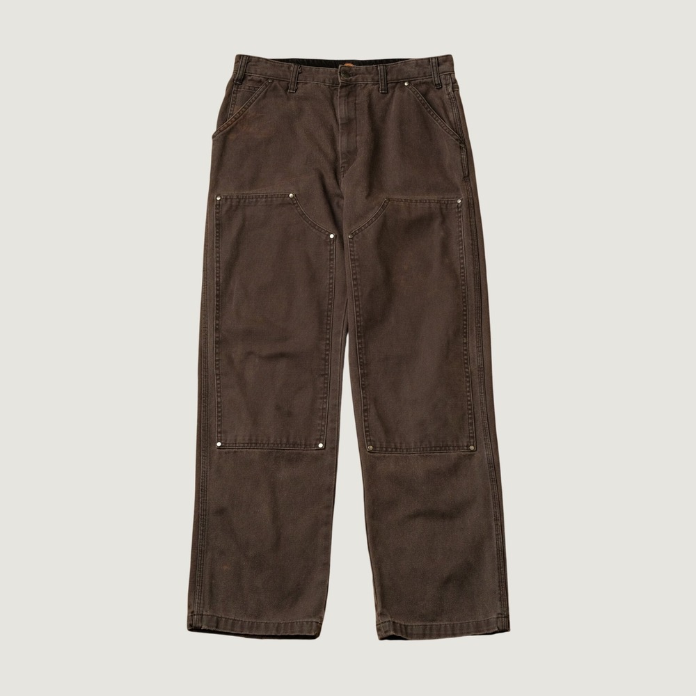 Dickies Double Knee Pants Brown Canvas Carpenter Workwear Streetwear 31x30